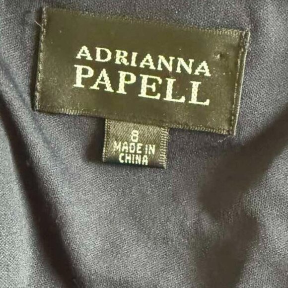 Adrianna Papell Dress Size 8 Navy Blue Tiered Layered Ruffle V Neck Cap Sleeve - Picture 4 of 11